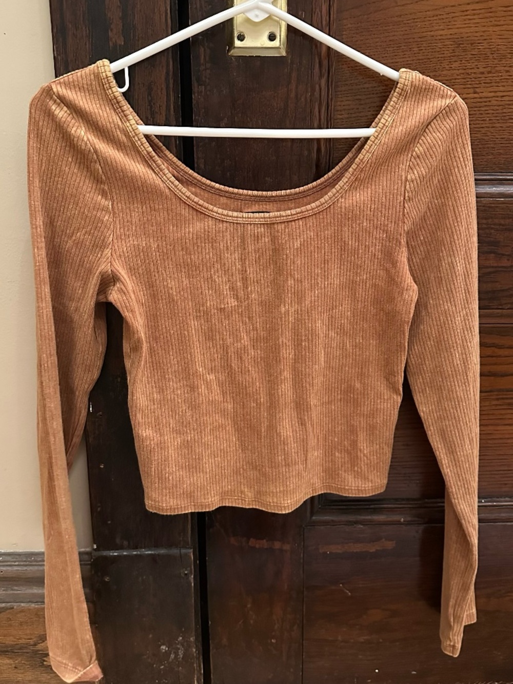 wild fable Ribbed Scoop Neck Long Sleeve Top - Tan